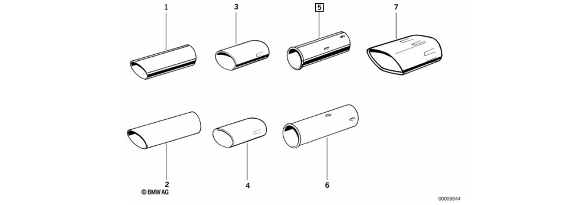 Tailpipe trim exploded-view drawing