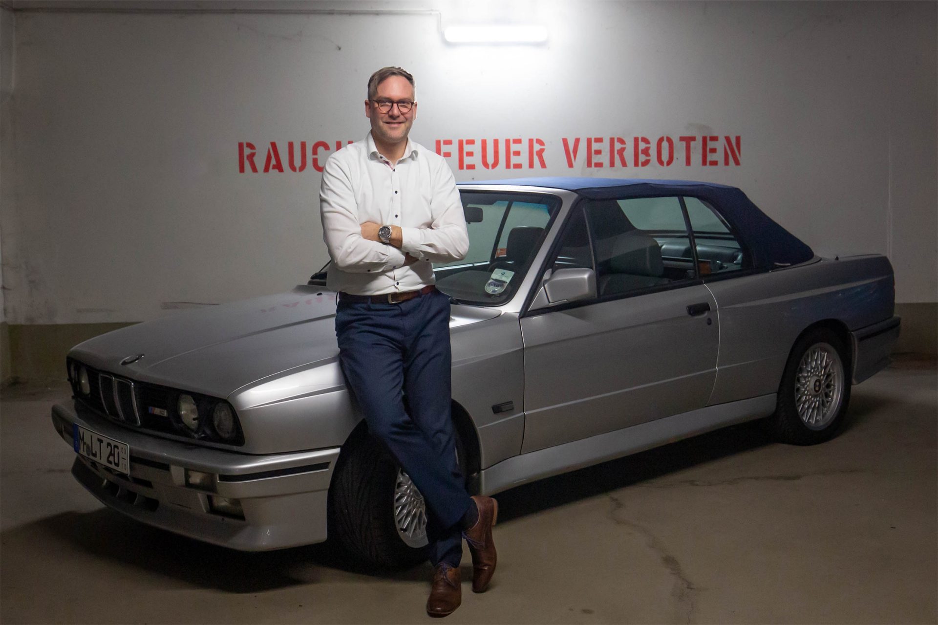 Tino Laub and his repeat-purchased BMW M3 E30 Convertible.