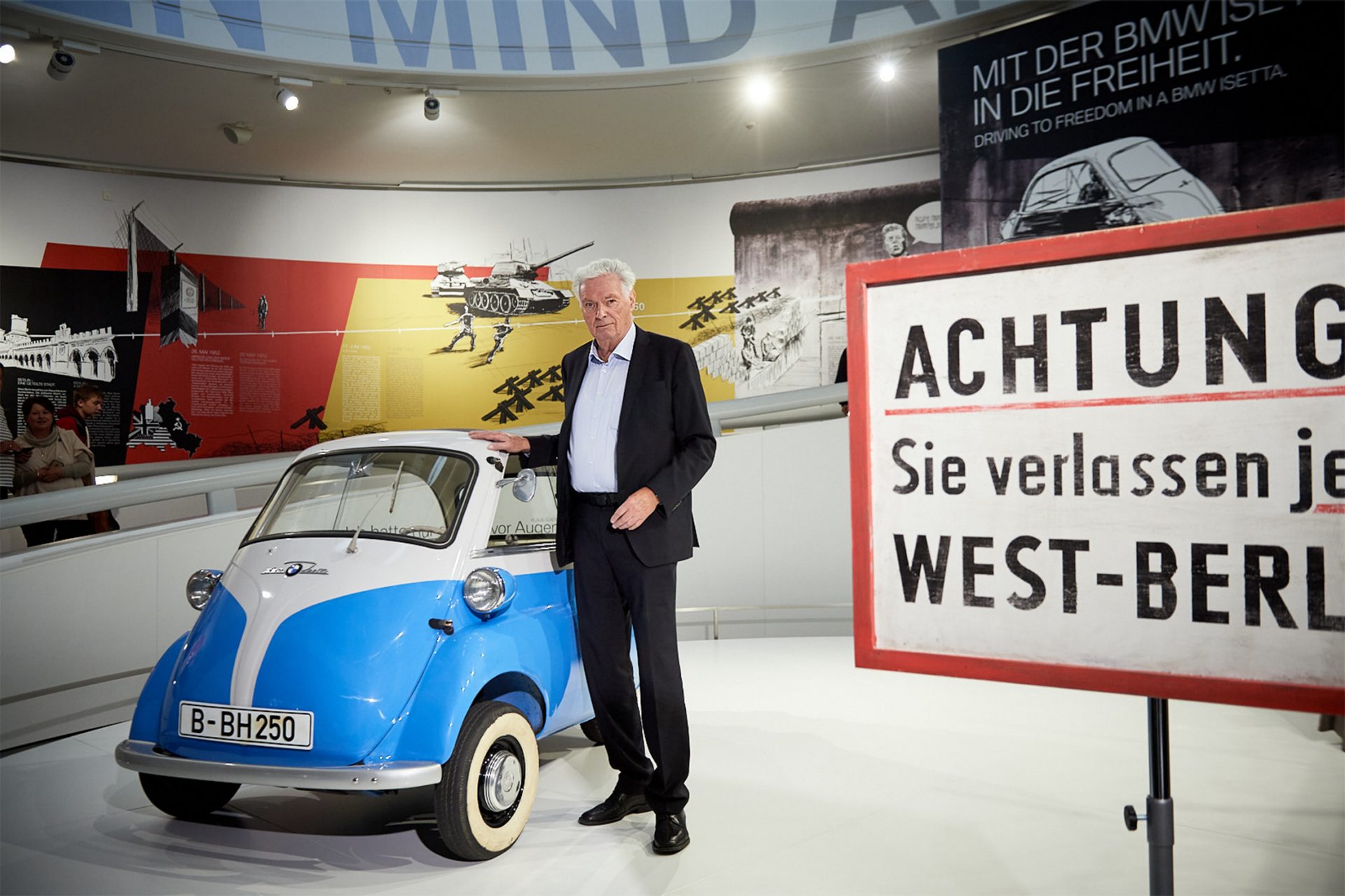 Jacobi next to a BMW Isetta at the BMW Museum