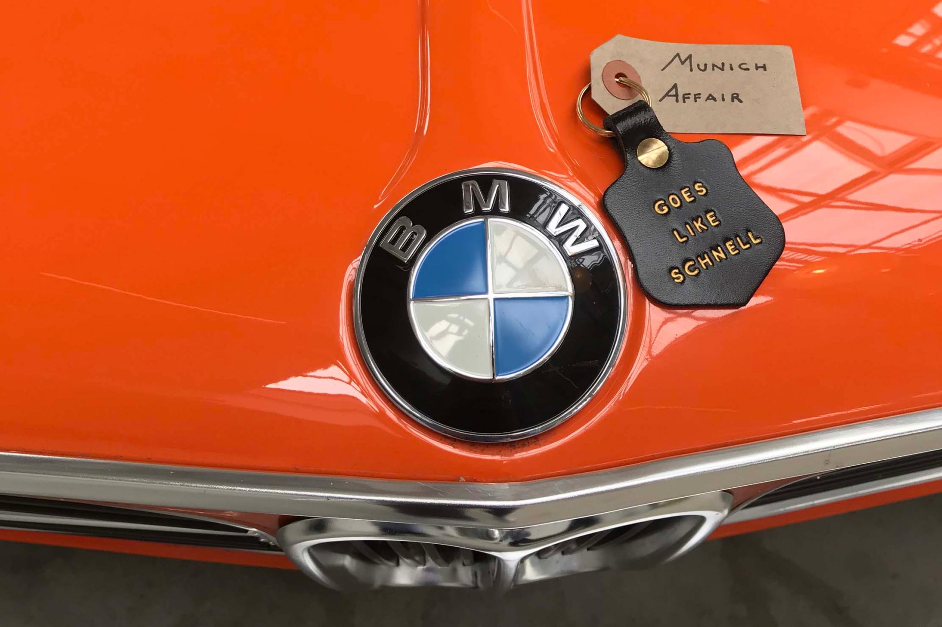 Arrivato a Monaco (arriving in Munich). From now on, this unique fob will adorn the keys to our BMW 2002 tii.